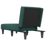 vidaXL Chaise longue vert foncé velours