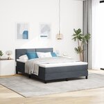 Lit à sommier box avec matelas gris foncé 140x200 cm en velours