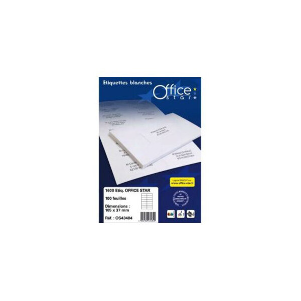 Office star boite de 1600 étiquettes multi-usage blanches 105x37mm os43484 avery zweckform