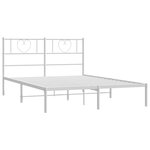 vidaXL Cadre de lit métal avec tête de lit blanc 135x190 cm