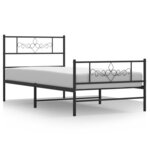 vidaXL Cadre de lit métal avec tête de lit/pied de lit noir 80x200 cm