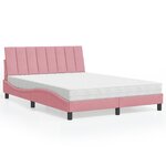 vidaXL Lit avec matelas rose 120x200 cm velours