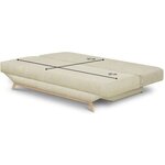 Banquette convertible 3 places - Coffre de rangement - Tissu velours côtelé beige - 190 x 92 x 84 cm - TEIJO