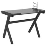 vidaXL Bureau de jeu à LED en forme de Y noir 110x60x75 cm