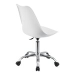 Fauteuil chaise de bureau siège rembourré à 5 roulettes rotatif à 360° et réglable en hauteur métal blanc 03_0004996