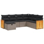 vidaXL Salon de jardin avec coussins 7 Pièces gris résine tressée