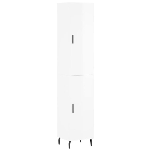 vidaXL Buffet haut Blanc brillant 34 5x34x180 cm Bois d'ingénierie