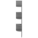 vidaXL Étagère d'angle murale gris 19x19x123 cm bois d'ingénierie