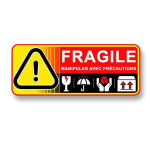 Lot de 500 Etiquettes FRAGILE dimension 4x10 cm