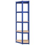 vidaXL Étagère d'angle à 5 niveaux Bleu Acier et bois d'ingénierie
