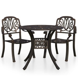 vidaXL Ensemble de bistro 3 Pièces Aluminium coulé Bronze