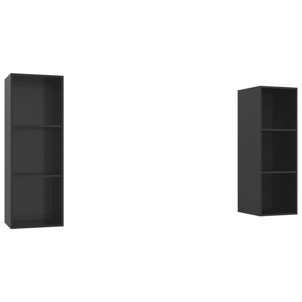 vidaXL Meubles TV muraux 2 Pièces Noir brillant Bois d'ingénierie