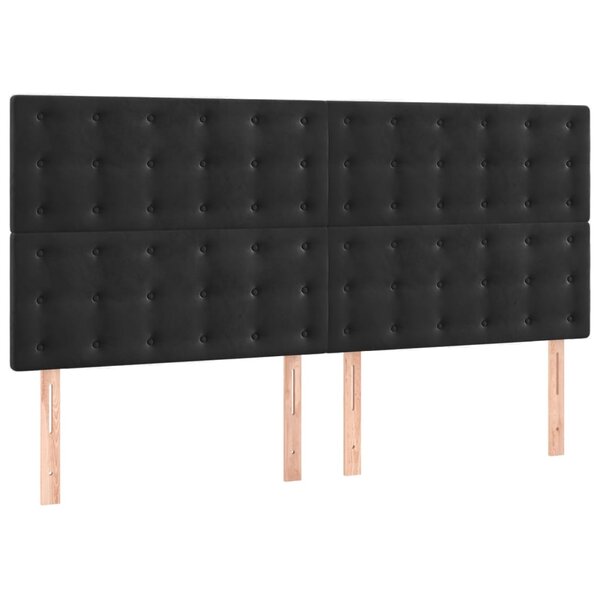 vidaXL Têtes de lit 4 Pièces Noir 100x5x78/88 cm Velours