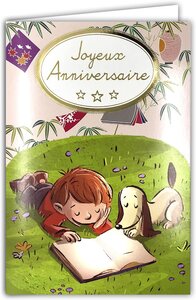 Carte Joyeux Anniversaire Petit Garçon Jeune Lecteur Enveloppe Blanche 12x17 5cm