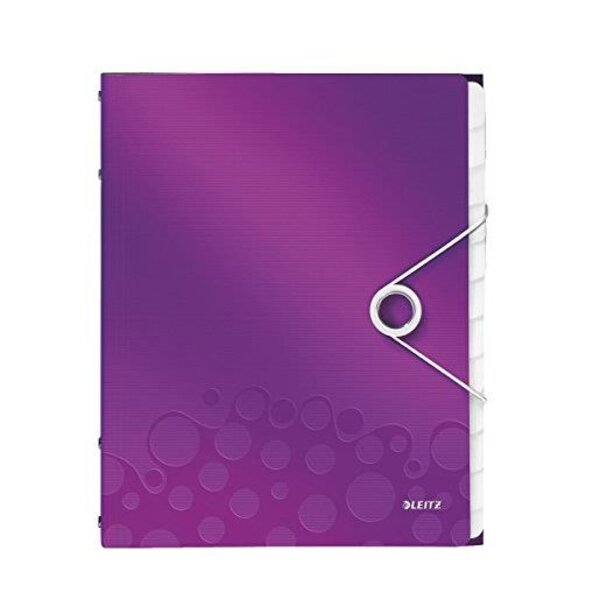 Trieur WOW Polypro A4 12 compartiments Violet métallisé LEITZ