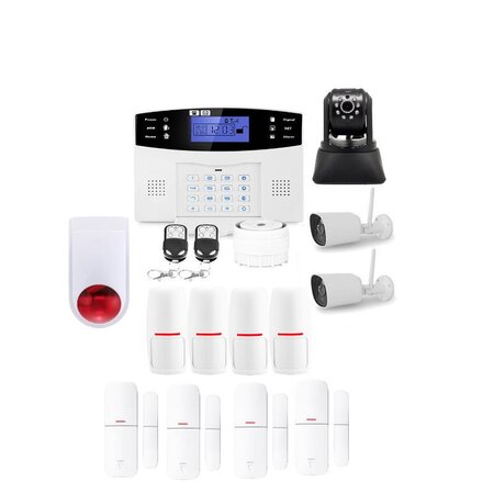 Alarme maison sans fil gsm et 3 caméras wifi kit ip3