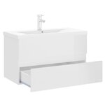 vidaXL Armoire d'évier lavabo intégré blanc brillant bois d'ingénierie