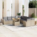 vidaXL Salon de jardin 11 Pièces avec coussins beige résine tressée