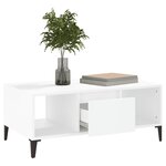 vidaXL Table basse Blanc 90x50x36 5 cm Bois d'ingénierie