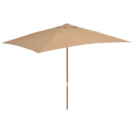 vidaXL Parasol d'extérieur avec mât en bois 200 x 300 cm Taupe