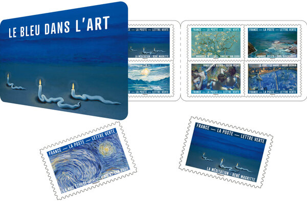 Carnet de 12 timbres - Le bleu dans l'art - Lettre verte