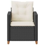 vidaXL Chaise de jardin avec coussins noir résine tressée