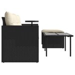 vidaXL Salon de jardin 3 Pièces avec coussins noir résine tressée