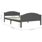 vidaXL Cadre de lit Gris foncé Bois de pin massif 120x200 cm