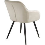 Lot de 2 chaises pieds noir siège de salon cuisine salle à manger design élégant velours beige 08_0000571