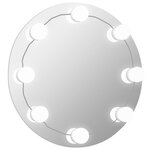 vidaXL Miroir mural sans cadre avec lampes LED Rond Verre