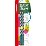 2 crayons graphite EASYgraph corps bleu ardoise HB gaucher STABILO