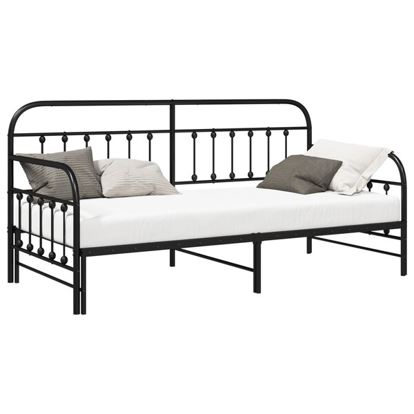 Cadre de lit daybed vidaXL avec lit gigogne Noir 90x200 cm en acier