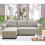 Canapé d'angle convertible réversible 3-4 places - PHARELL - Tissu beige - Coffre de rangement - 224 x 155 x 85 cm
