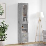 vidaXL Buffet haut Gris béton 34 5x34x180 cm Bois d'ingénierie