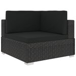 vidaXL Salon de jardin 6 Pièces avec coussins Résine tressée Noir