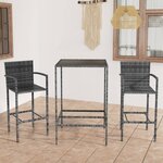 vidaXL Ensemble de bar de jardin 3 Pièces Résine tressée Gris