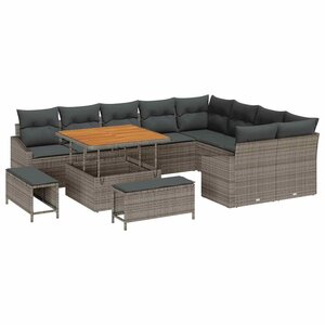 vidaXL Ensemble de canapé de jardin 12 Pièces Gris Poly rotin