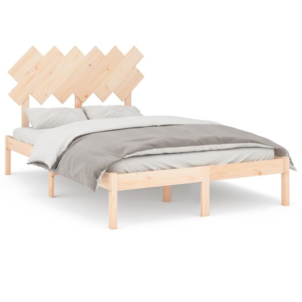 vidaXL Cadre de lit 135x190 cm Double Bois massif