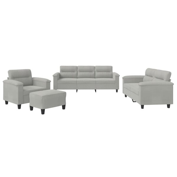 vidaXL Ensemble de canapés 4 Pièces coussins gris clair tissu microfibre