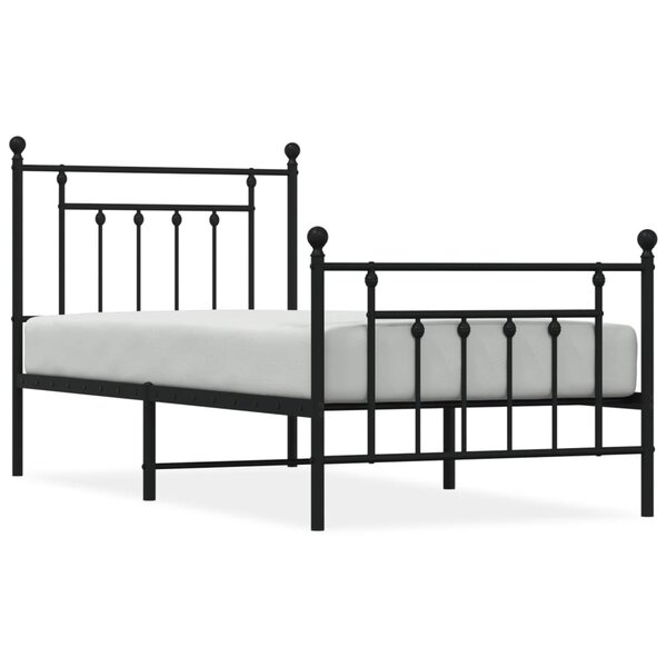 vidaXL Cadre de lit métal avec tête de lit/pied de lit noir 80x200 cm