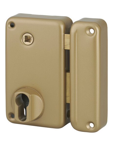 THIRARD - Boitier de serrure verticale en applique double entrée à fouillot pour entrée  droite  axe 45mm  75x130mm  or