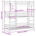 vidaXL Lit superposé triple 90x200 cm bois de pin massif