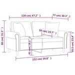 vidaXL Canapé 2 places avec oreillers vert foncé 120 cm velours