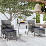 vidaXL Ensemble de bistro jardin 5Pièces Résine tressée verre trempé Gris