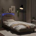 vidaXL Cadre de lit avec lumières LED cappuccino 90x200 cm similicuir