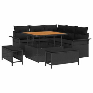 vidaXL Ensemble de canapé de jardin 8 Pièces Noir polyrotin