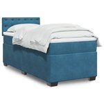 vidaXL Sommier à lattes de lit avec matelas bleu 90x200 cm velours
