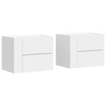 vidaXL Tables de chevet murales 2 Pièces blanc 45x30x35 cm