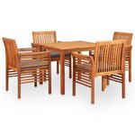 vidaXL Mobilier à dîner d'extérieur 5 Pièces et coussins Acacia solide