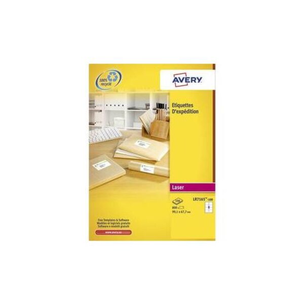 Boîte de 800 étiquettes adresse laser recyclées blanc 99,1 x 67,7 mm avery